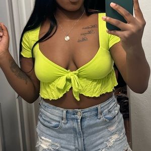 Green cropped blouse